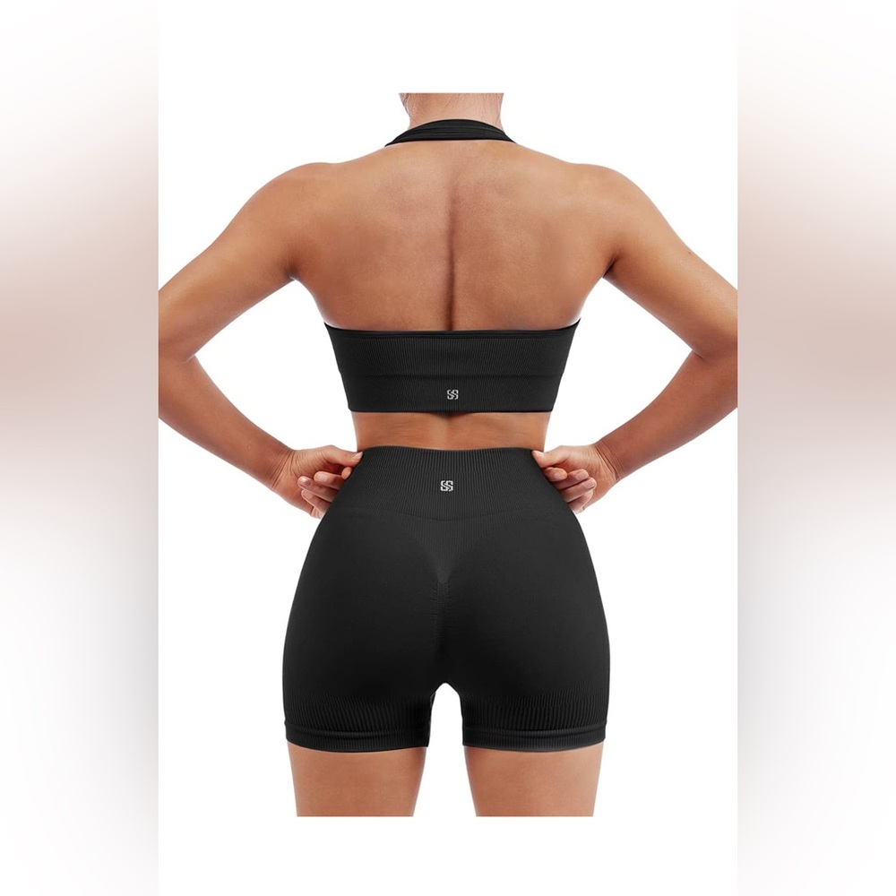 Black Halter Workout Two Piece Set